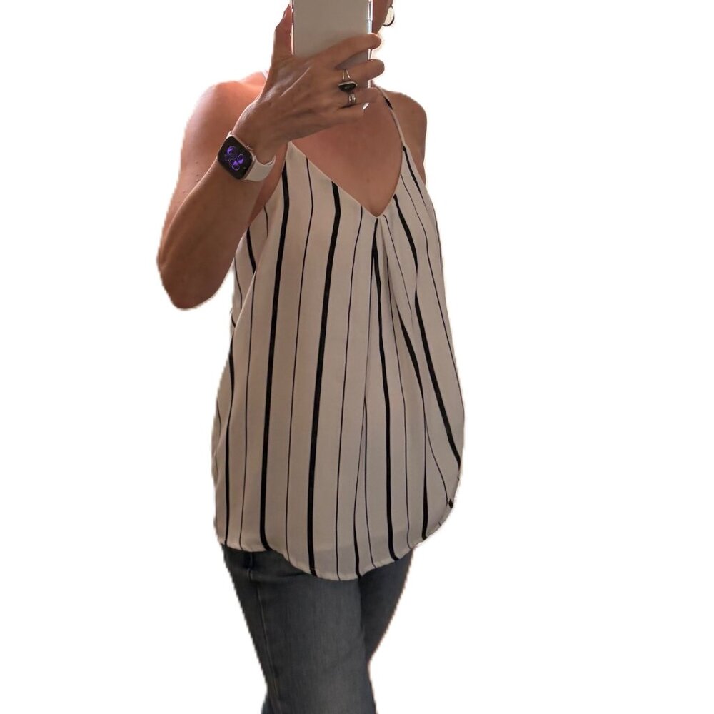 Peyton Jensen Black & White Striped Camisole Tank Top – Size S - Picture 3 of 6